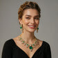 Emerald Diamond Fan Gold Necklace Set