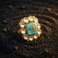 Turquoise Enamel Polki Diamond Gold Ring