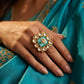 Turquoise Enamel Polki Diamond Gold Ring