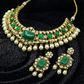 Emerald Isle Pearl & Polki Choker Necklace & Earrings Set