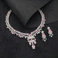 Pink Sapphire Diamond Art Deco Silver Necklace Set