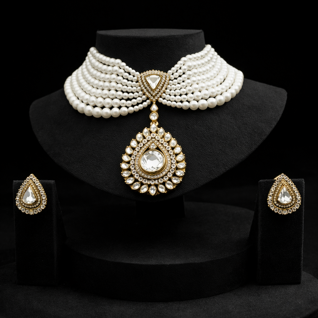 Ivory Pearl Polki Bridal Set