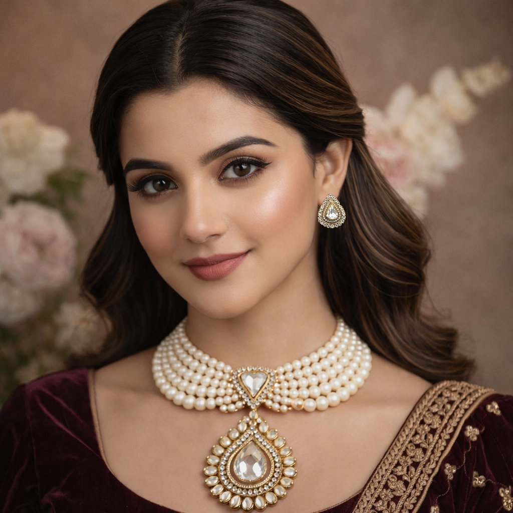 Ivory Pearl Polki Bridal Set