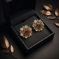 Ruby Polki Floral Gold Stud Earrings
