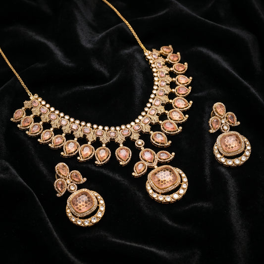 Rose Kundan Necklace Set with Earrings
