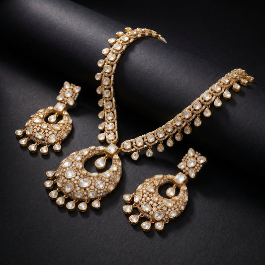 Polki Diamond Chandbali Gold Necklace Set
