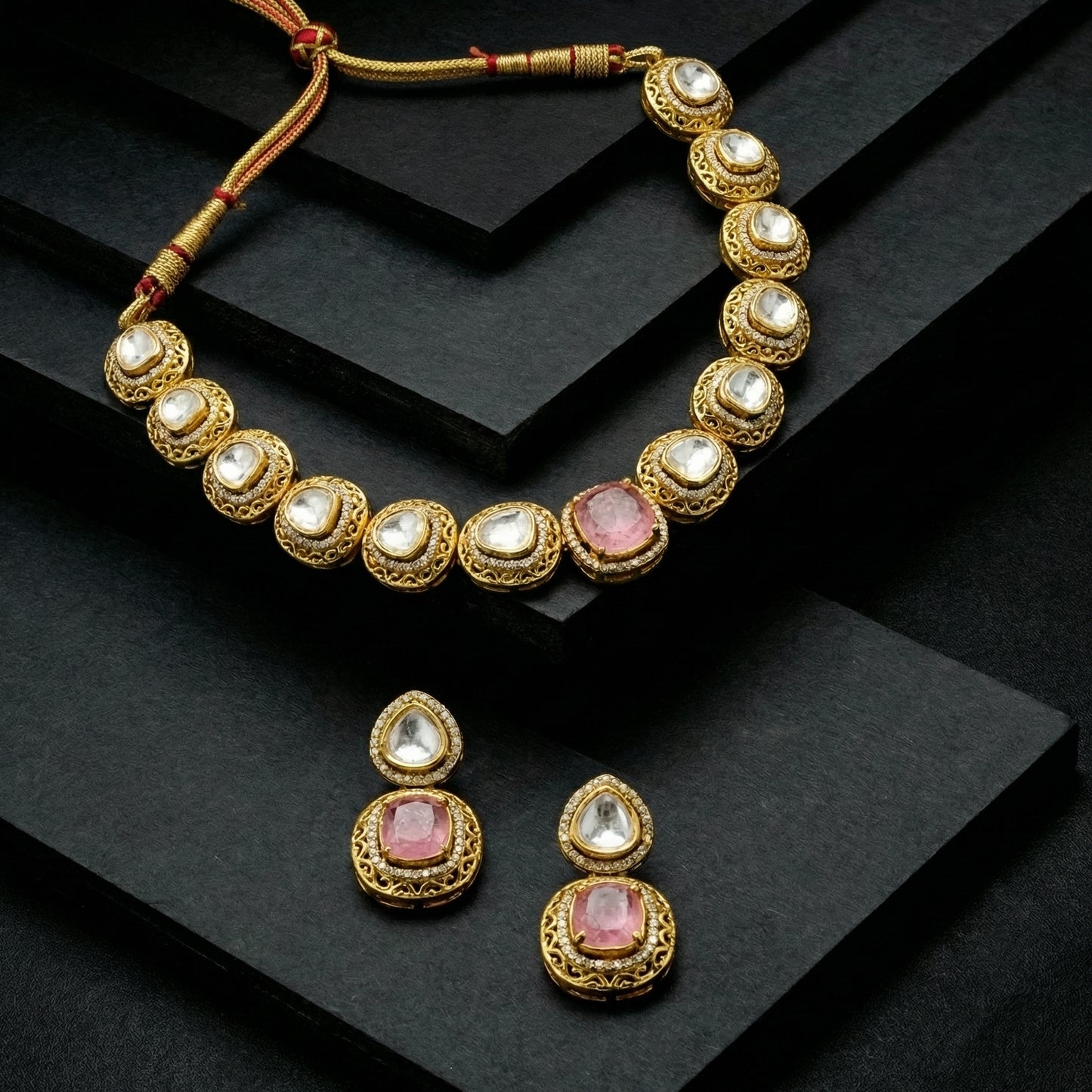 Blush Polki Filigree Regal Set
