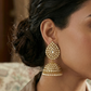 Polki Diamond Pearl Jhumka Gold Earrings