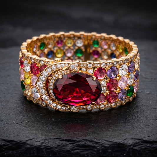 Ruby Multicolour Diamond Rose Gold Cuff