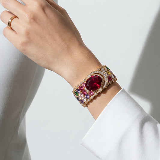 Ruby Multicolour Diamond Rose Gold Cuff
