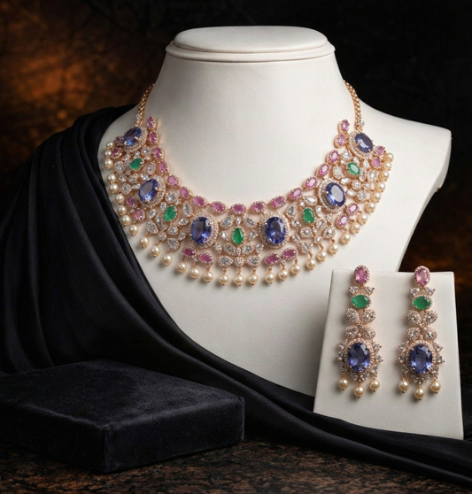 Royal Sapphire & Mint Luxe Pearl Statement Set