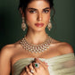 22 C GOLD PLATING Royal Polki Noor Maang Tikka & Earrings Set