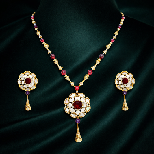 Emerald Majesty Kundan Necklace Set