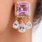High-end Cubic Zirconia  Regal Pink Crystal Double Strand Necklace & Earrings Set