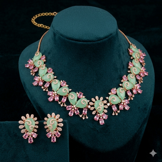 Emerald Blush Luxe Crystal Necklace Set