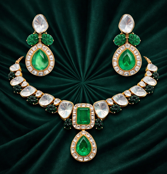 22C Orginal Gold Platting Emerald Royale Heirloom Necklace Set