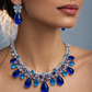 Royal Sapphire Bloom Crystal Necklace & Earrings Set
