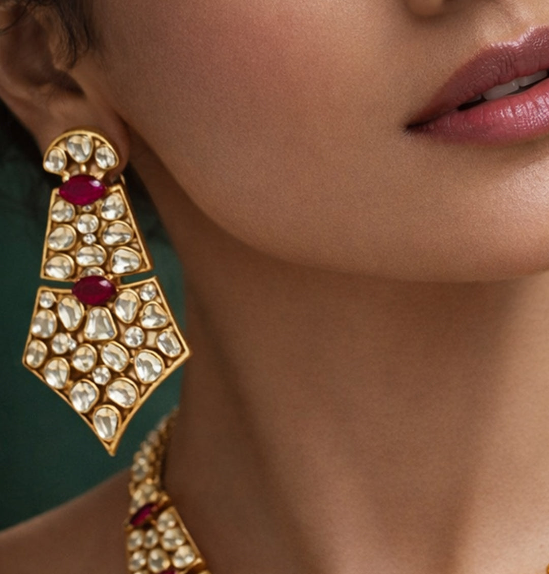 22C Original Gold Platting Zarqash Ruby Prism Bridal Set