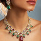 Royal Emerald & Ruby Gold-Plated Luxury Cubic Zirconia Necklace Set