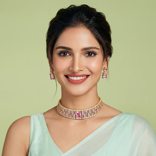 Rose Radiant Baguette Solitaire Set