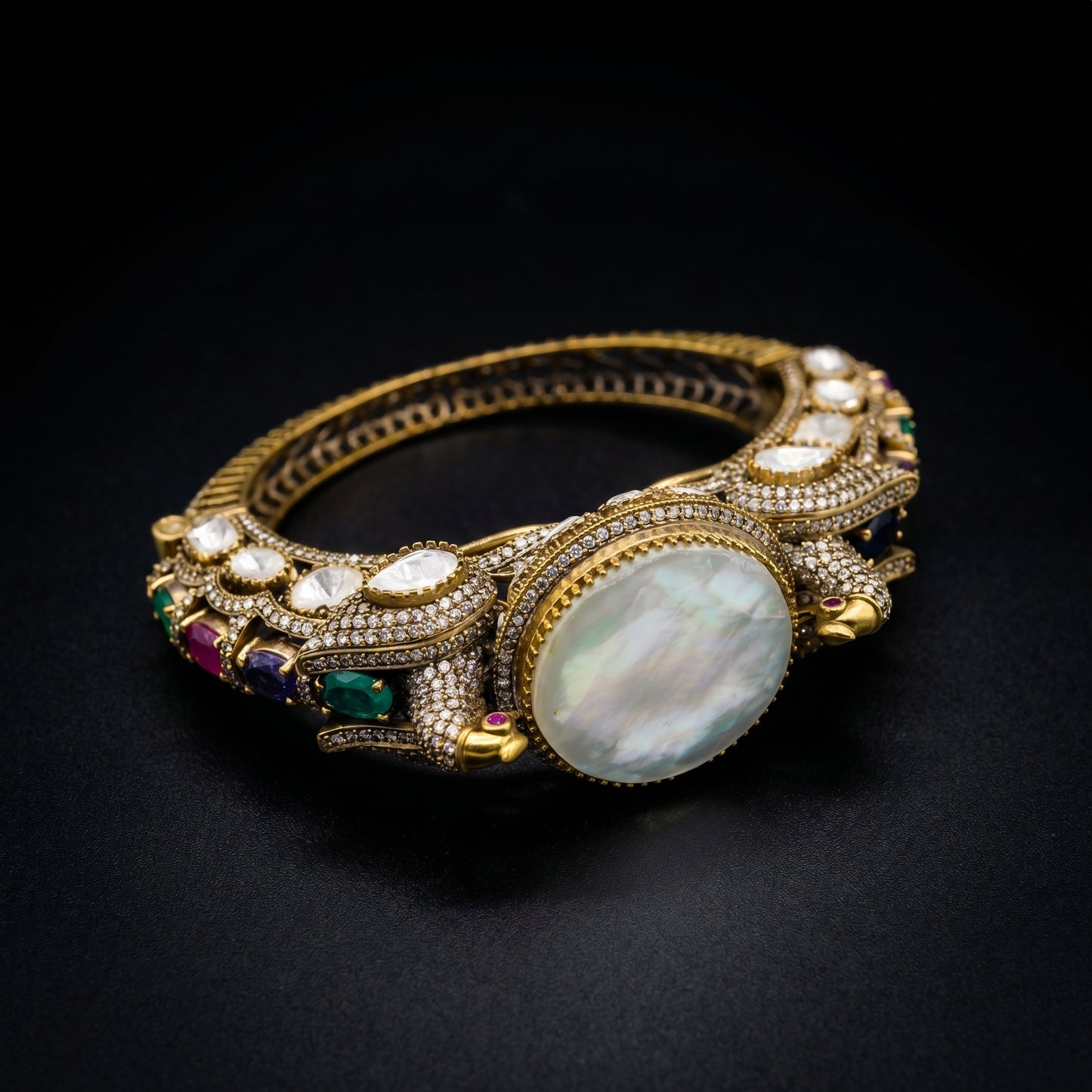 Opal Navaratna Diamond Gold Bangle