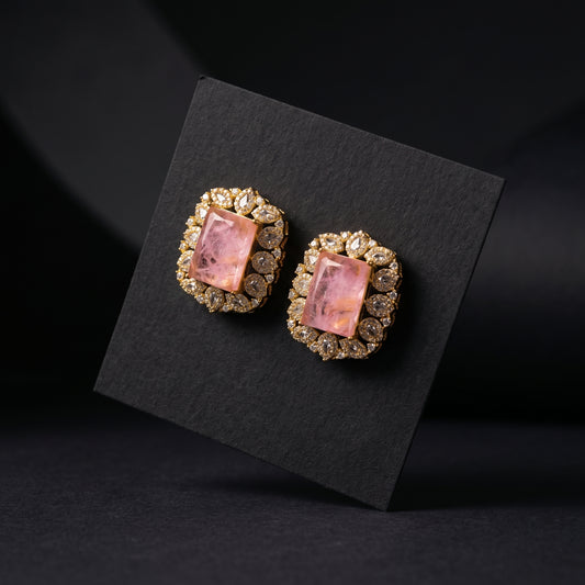 Blush Crystal Polki Halo Statement Earrings