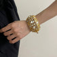 Polki Diamond Engraved Gold Statement Bangle