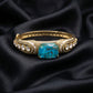 Turquoise Emerald-Cut Diamond Pavé Gold Bracelet