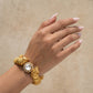 Polki Diamond Lion Repoussé Gold Bracelet