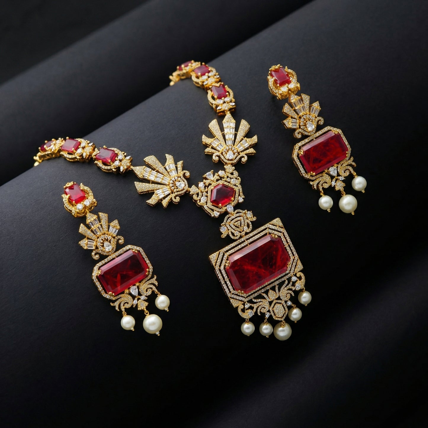 Ruby Deco Pearl Drop Jewellery Mala Set