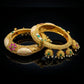 Meenakari Enamel Jhumka Charm Antique Gold Bangles