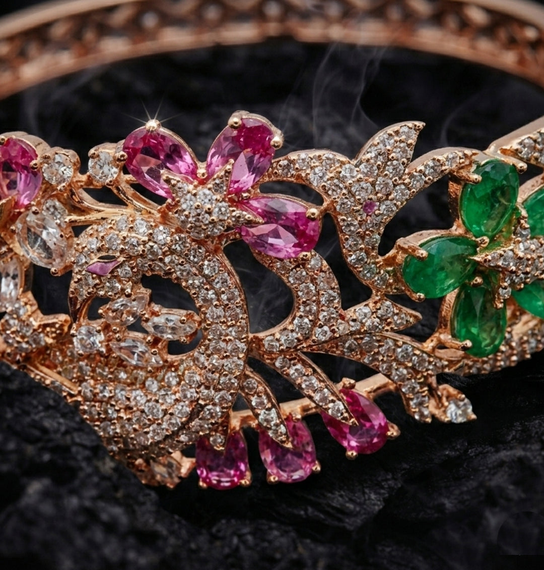 Emerald Royale Couture Gold Statement Bracelet
