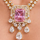 High-end Cubic Zirconia  Regal Pink Crystal Double Strand Necklace & Earrings Set