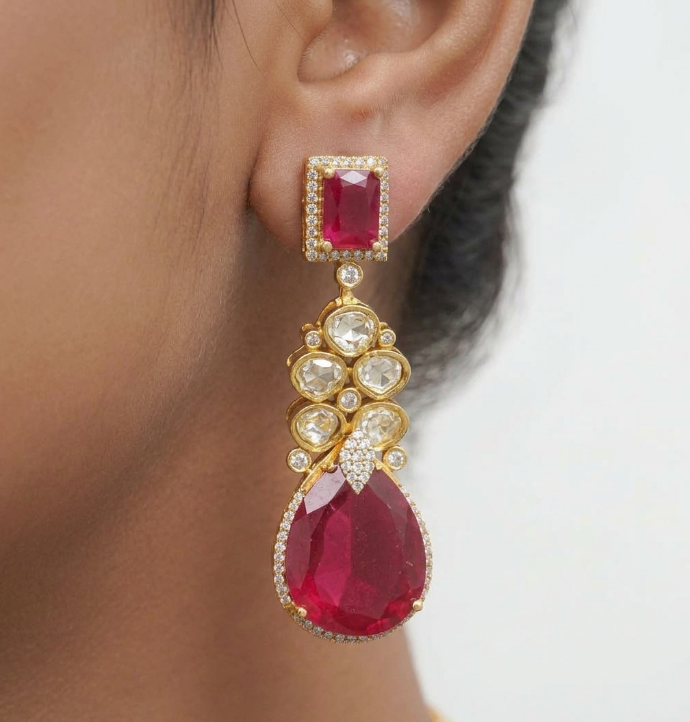 22 C GOLD PLATING Zarqash Sultana Ruby Heritage Set