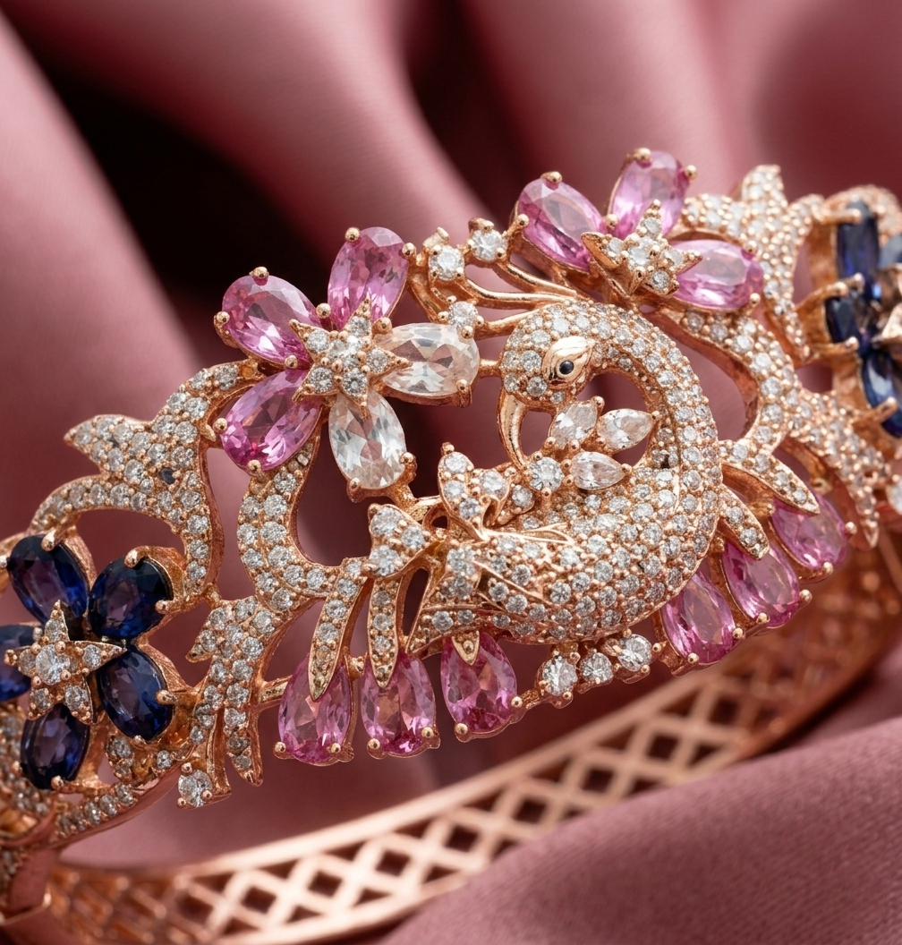Zarqash Floral Bloom Statement Bracelet
