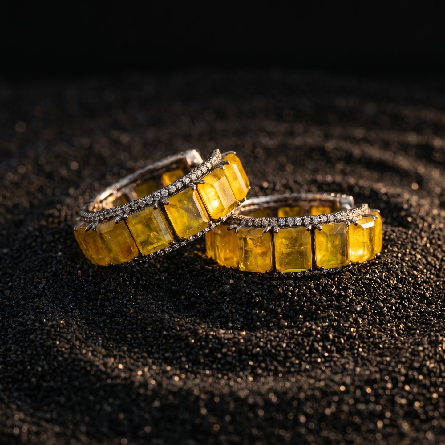 Citrine Diamond Hoop Gold Earrings