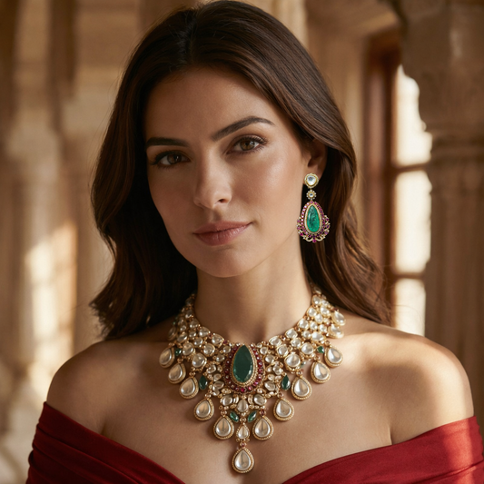 Emerald Ruby Polki Grand Bridal Set