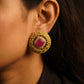 Ruby Diamond Filigree Gold Studs