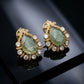 Emerald Pear Diamond Gold Studs