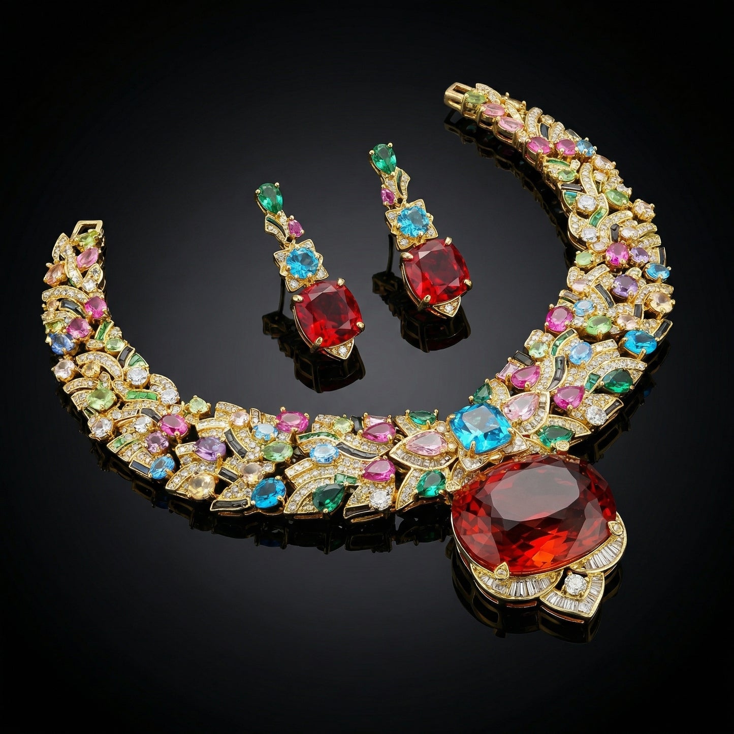 Fire Opal Spectrum Couture Jewellery Set