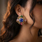 Sapphire Carved Gemstone Gold Studs