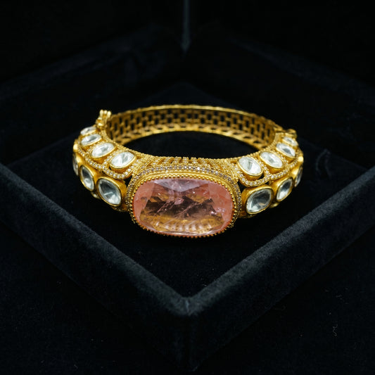 Morganite Polki Diamond Gold Bracelet