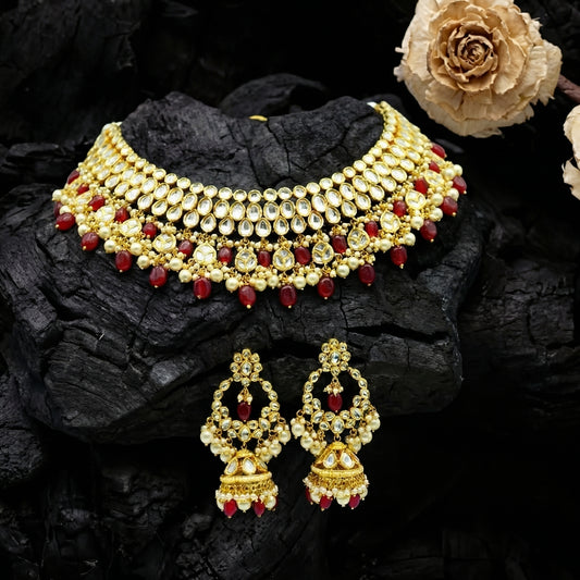 Ruby Pearl Polki Chandbaali Heritage Set