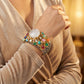 Moonstone Navratan Silver Gold Cuff Bracelet
