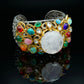 Moonstone Navratan Silver Gold Cuff Bracelet
