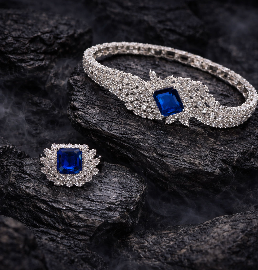 A High-End Cubic Zirconia Set on Silver