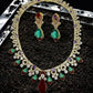 Royal Emerald & Ruby Gold-Plated Luxury Cubic Zirconia Necklace Set
