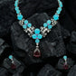 Aqua Chalcedony Ruby Drop Solitaire Set
