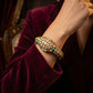 Navratan Peacock Meenakari Gold Bracelet with PEACH centre