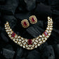 22 C GOLD PLATING Ruby Emerald-Cut Polki Regal Set